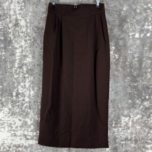Alex De Bolzan Womens Size 8 100% Pure Wool Pleated Pencil Midi Skirt Brown Zip